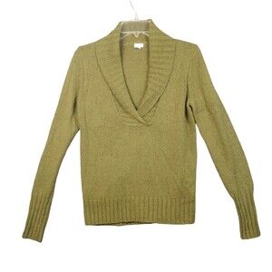 J.Crew Sweater Women's S Long Sleeve V Neck Shawl Collar Moss Green Wool Career